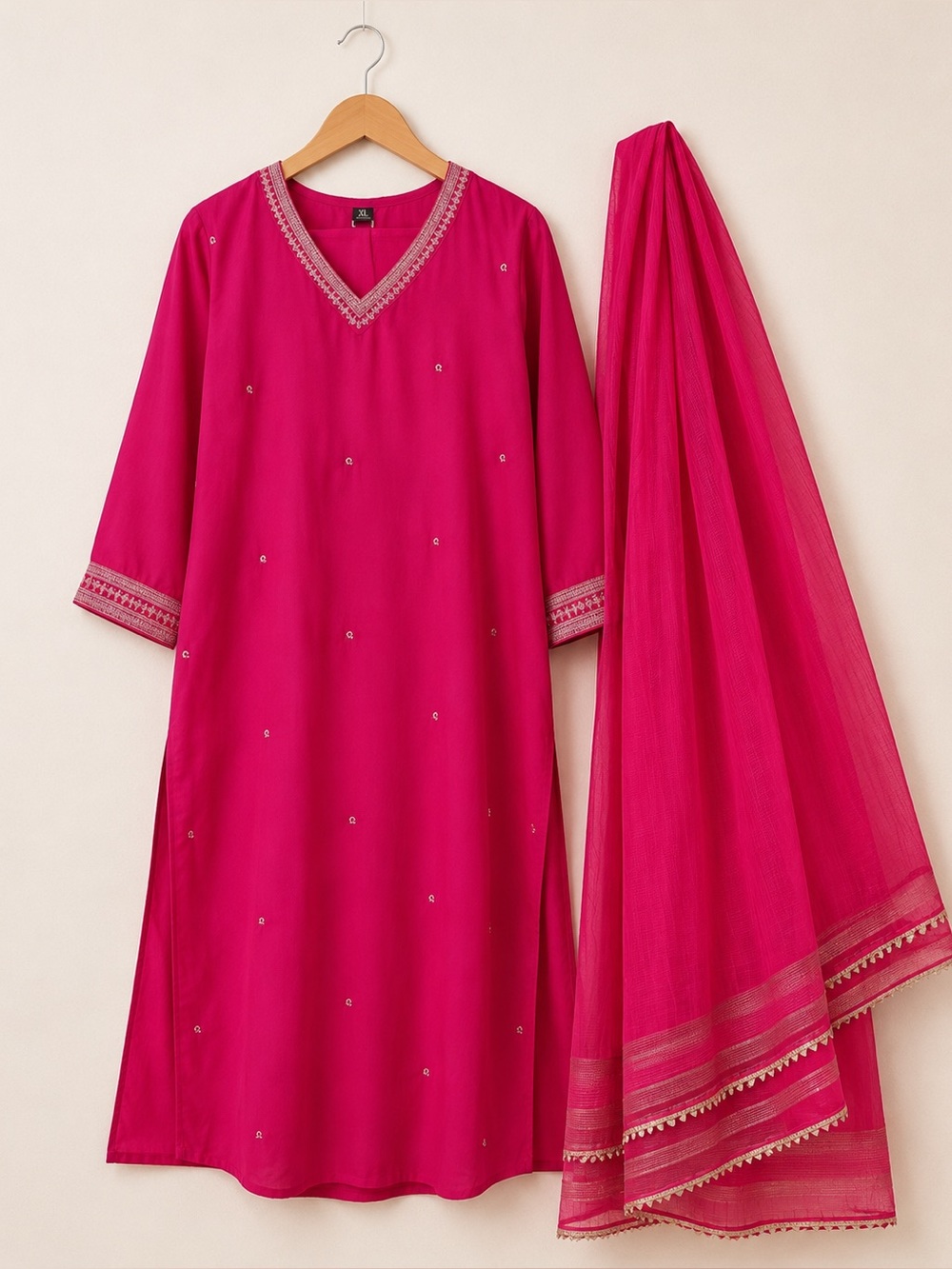 NEW Hot Pink & Gold Embellished Salwar Set